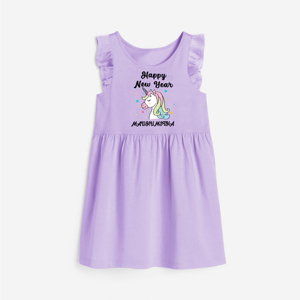 Happy New Year – Unicorn| Customized Frock for Girls - LILAC - 1 - 2 Years Old (Chest 22" , Full Length 22")