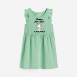 Happy New Year – Unicorn| Customized Frock for Girls - MINT GREEN - 1 - 2 Years Old (Chest 22" , Full Length 22")