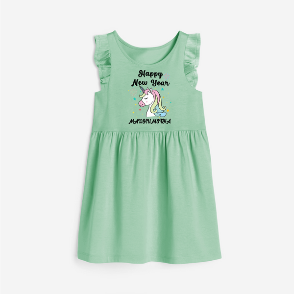 Happy New Year – Unicorn| Customized Frock for Girls - MINT GREEN - 1 - 2 Years Old (Chest 22" , Full Length 22")