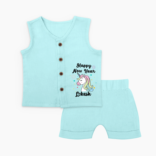 Happy New Year – Unicorn| Customized Jabla for Kids - BABY BLUE - 0 - 3 Months Old (Chest 9.8")