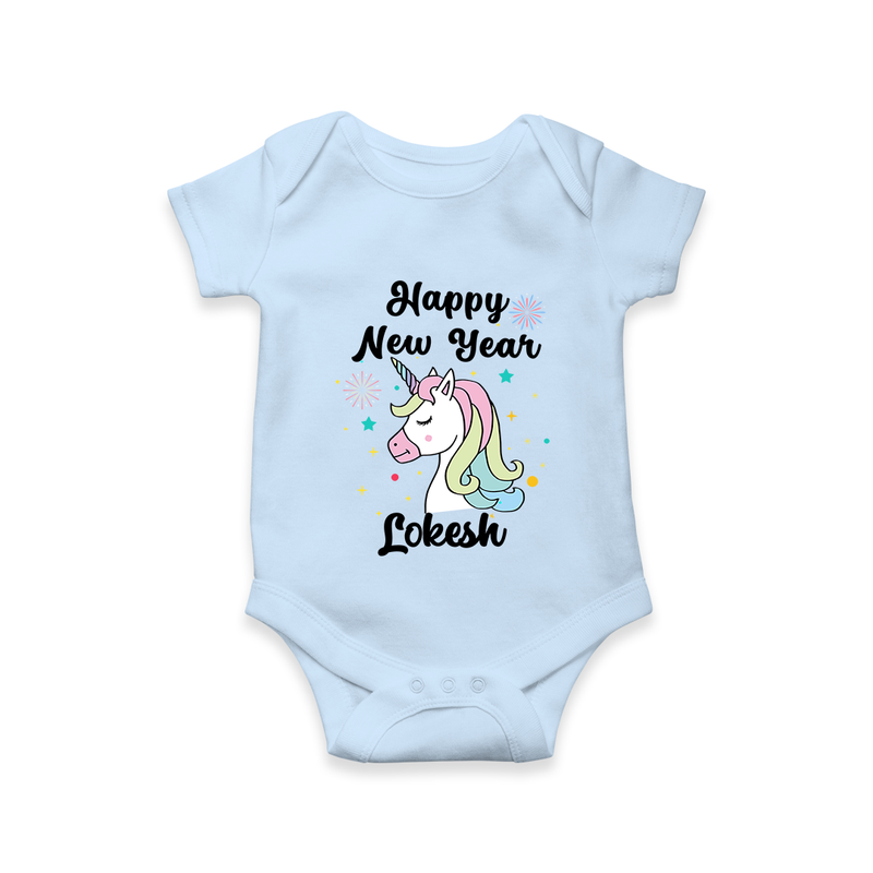 Happy New Year – Unicorn| Customized Romper for Kids - BABY BLUE - New Born (Chest 14")
