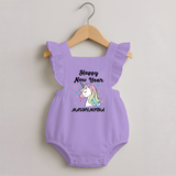 Happy New Year – Unicorn| Customized Romper Frock for Girls - LILAC - 0 - 3 Months Old (Chest 19")