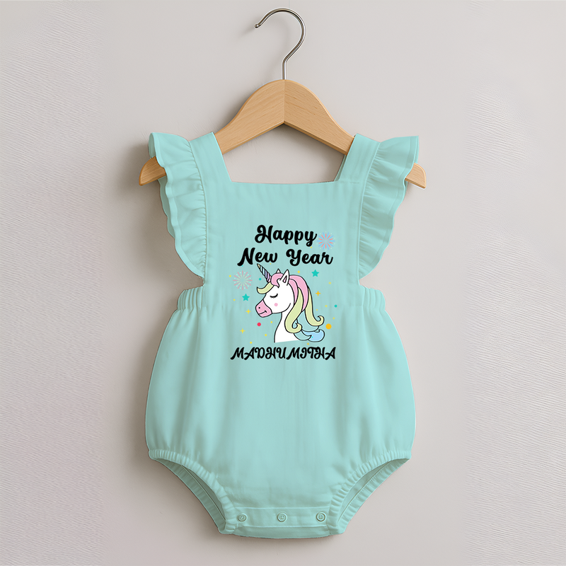 Happy New Year – Unicorn| Customized Romper Frock for Girls - MINT GREEN - 0 - 3 Months Old (Chest 19")