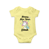 Happy New Year – Unicorn| Customized Romper for Kids - PASTEL YELLOW - New Born (Chest 14")