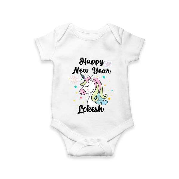 Happy New Year – Unicorn| Customized Romper for Kids - WHITE - New Born (Chest 14")