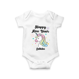 "Happy New Year 2025 - Happy Days With Our Customized Romper for Babies With Name" - WHITE - 0 - 3 Months Old (Chest 16")