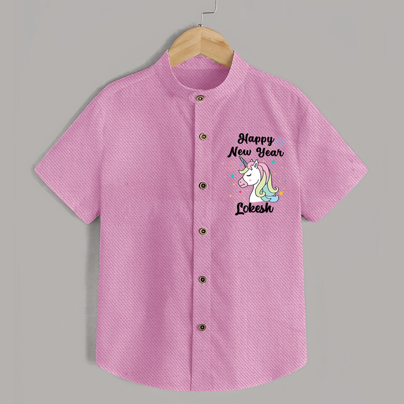 Happy New Year – Unicorn| Customized Shirt for Kids - BABY PINK - 0 - 6 Months Old (Chest 23")