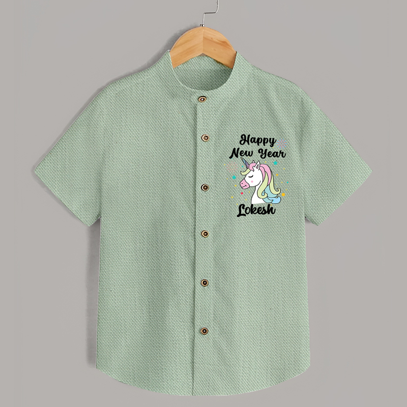 Happy New Year – Unicorn| Customized Shirt for Kids - MINT GREEN - 0 - 6 Months Old (Chest 23")