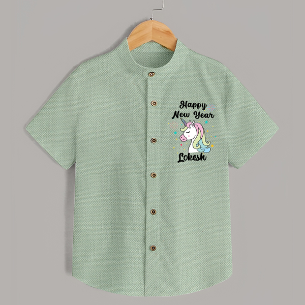 Happy New Year – Unicorn| Customized Shirt for Kids - MINT GREEN - 0 - 6 Months Old (Chest 23")