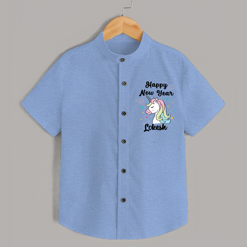 Happy New Year – Unicorn| Customized Shirt for Kids - SKY BLUE - 0 - 6 Months Old (Chest 23")