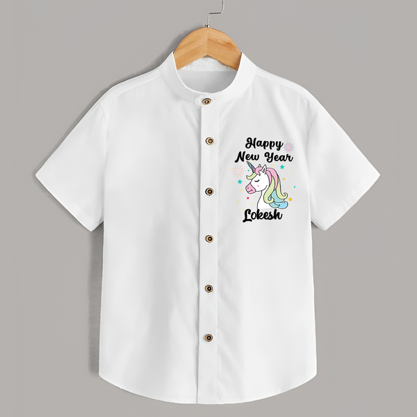 Happy New Year – Unicorn| Customized Shirt for Kids - WHITE - 0 - 6 Months Old (Chest 23")