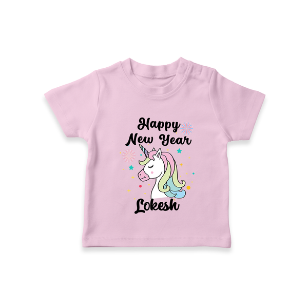 Happy New Year – Unicorn| Customized T-Shirt for Kids - BABY PINK - 0-5 Months Old (Chest 17")
