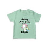 Happy New Year – Unicorn| Customized T-Shirt for Kids - MINT GREEN - 0-5 Months Old (Chest 17")