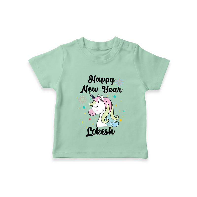 Happy New Year – Unicorn| Customized T-Shirt for Kids - MINT GREEN - 0-5 Months Old (Chest 17")