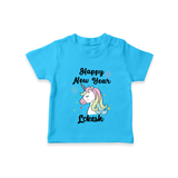 Happy New Year – Unicorn| Customized T-Shirt for Kids - SKY BLUE - 0-5 Months Old (Chest 17")