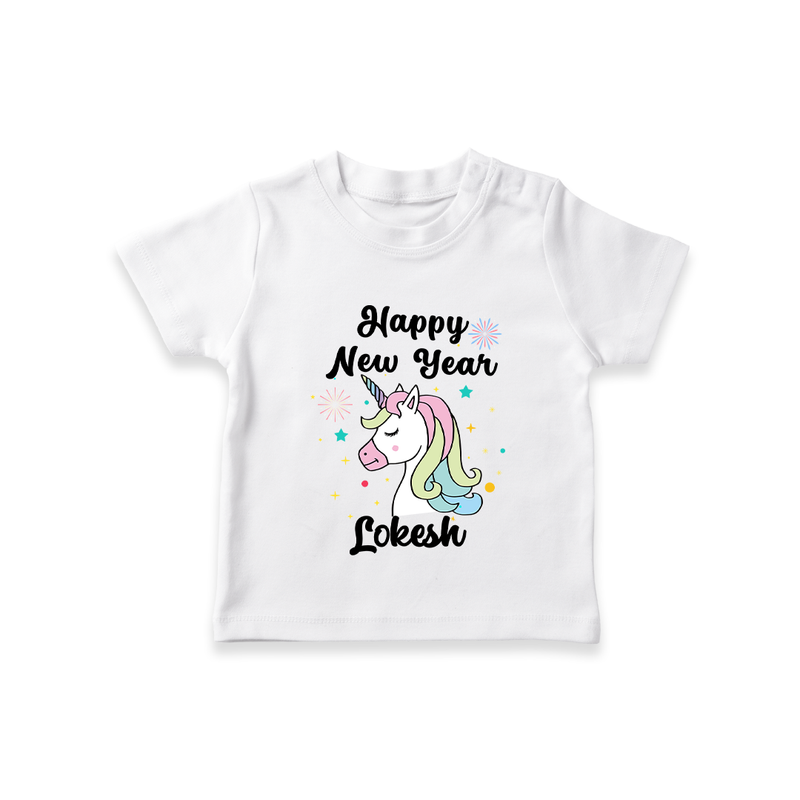 Happy New Year – Unicorn| Customized T-Shirt for Kids - WHITE - 0-5 Months Old (Chest 17")