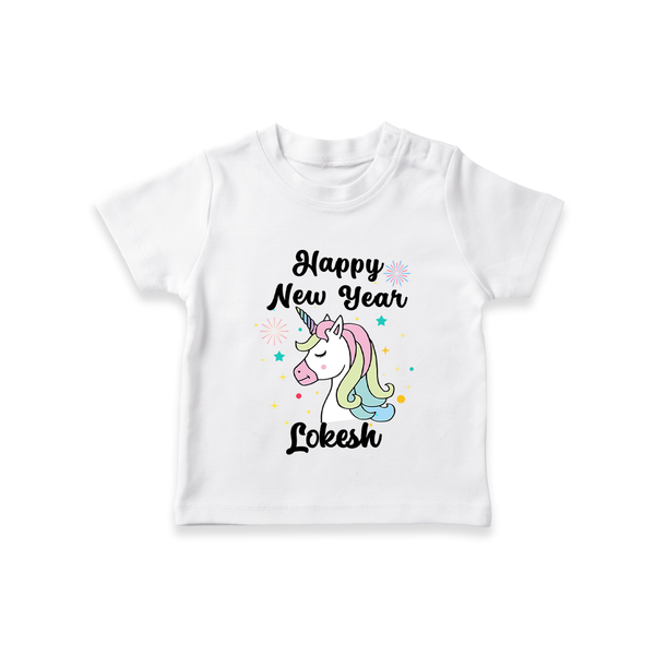 Happy New Year – Unicorn| Customized T-Shirt for Kids - WHITE - 0-5 Months Old (Chest 17")