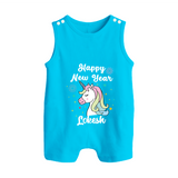 Happy New Year – Unicorn| Customized Romper Suit   - SKY BLUE - 0 - 5 Months Old (Chest 18")