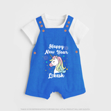 Happy New Year – Unicorn| Customized Dungaree for Kids - COBALT BLUE - 0 - 5 Months Old (Chest 18")