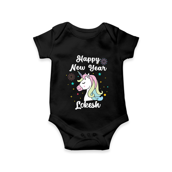 Happy New Year – Unicorn| Customized Romper for Kids - BLACK - New Born (Chest 14")