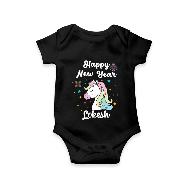 Happy New Year – Unicorn| Customized Romper for Kids - BLACK - New Born (Chest 14")