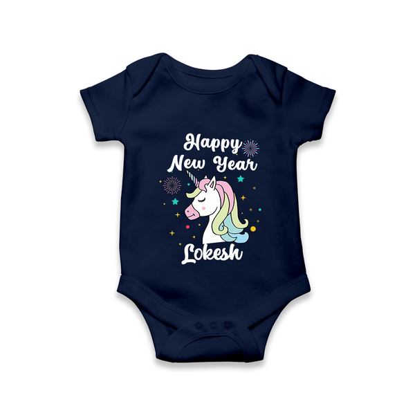 Happy New Year – Unicorn| Customized Romper for Kids - NAVY BLUE - New Born (Chest 14")