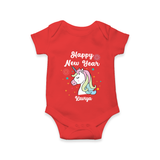 "Happy New Year 2025 - Happy Days With Our Customized Romper for Babies With Name" - RED - 0 - 3 Months Old (Chest 16")