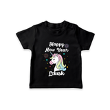 Happy New Year – Unicorn| Customized T-Shirt for Kids - BLACK - 0-5 Months Old (Chest 17")