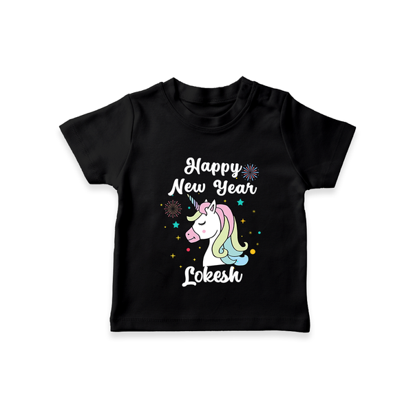 Happy New Year – Unicorn| Customized T-Shirt for Kids - BLACK - 0-5 Months Old (Chest 17")