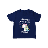 Happy New Year – Unicorn| Customized T-Shirt for Kids - NAVY BLUE - 0-5 Months Old (Chest 17")