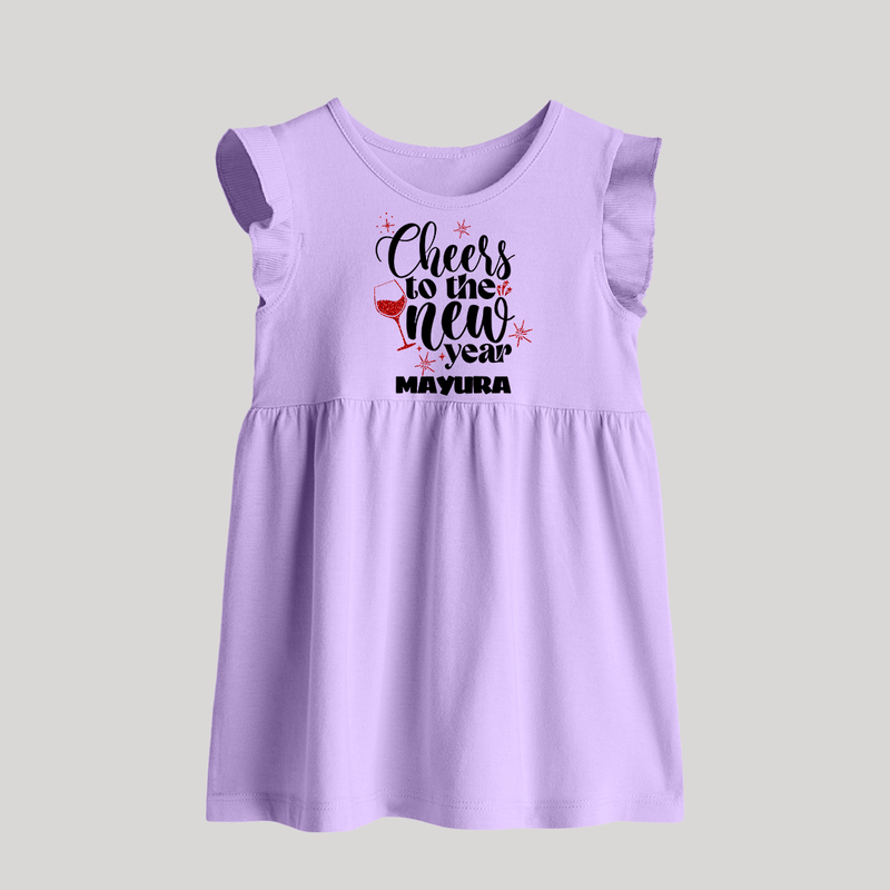 Cheers to the New Year | Personalised Baby Frock   - LILAC - 0 - 3 Months Old (Chest 17")