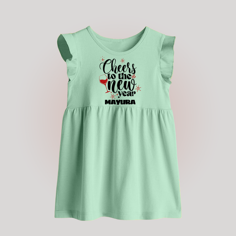 Cheers to the New Year | Personalised Baby Frock   - MINT GREEN - 0 - 3 Months Old (Chest 17")