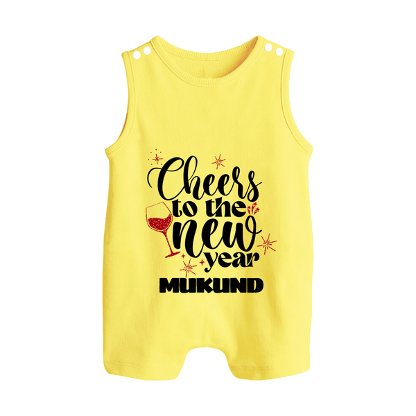 Cheers to the New Year | Personalised Romper Suit   - PASTEL YELLOW - 0 - 5 Months Old (Chest 18")