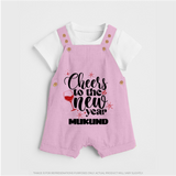 Cheers to the New Year | Personalised Dungaree for Kids - BABY PINK - 0 - 5 Months Old (Chest 18")