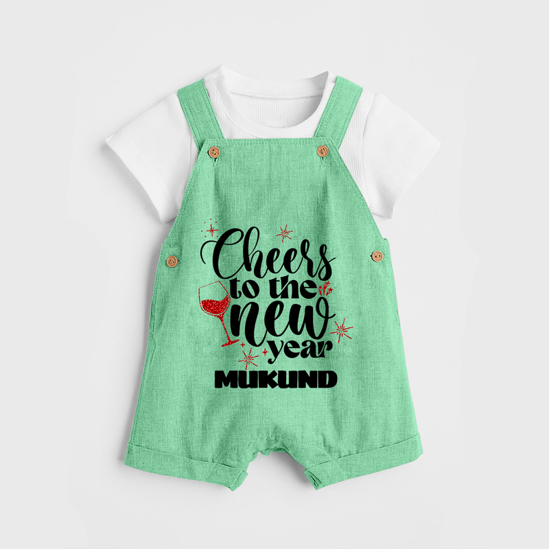 Cheers to the New Year | Personalised Dungaree for Kids - GREEN - 0 - 5 Months Old (Chest 18")