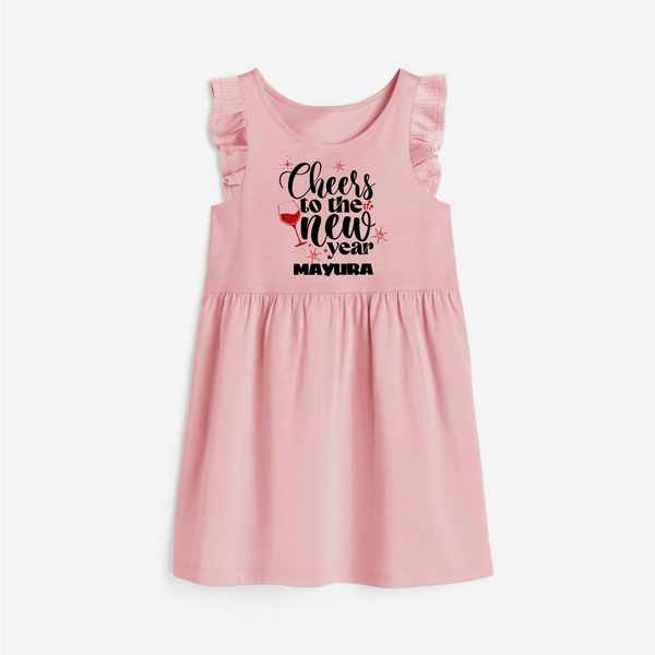 Cheers to the New Year | Personalised Frock for Girls - BABY PINK - 1 - 2 Years Old (Chest 22" , Full Length 22")