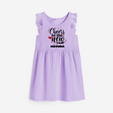 Cheers to the New Year | Personalised Frock for Girls - LILAC - 1 - 2 Years Old (Chest 22" , Full Length 22")
