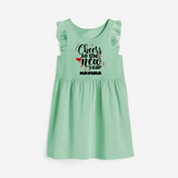 Cheers to the New Year | Personalised Frock for Girls - MINT GREEN - 1 - 2 Years Old (Chest 22" , Full Length 22")