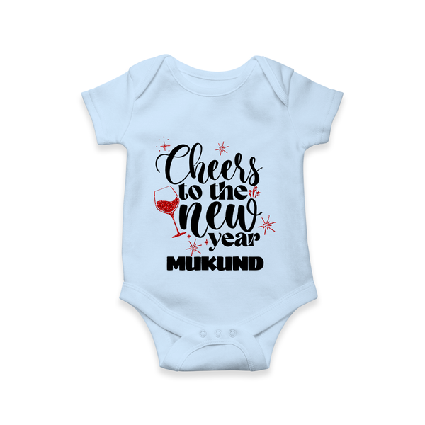Cheers to the New Year | Personalised Romper for Kids - BABY BLUE - New Born (Chest 14")