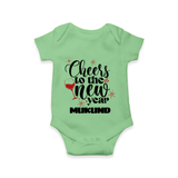 Cheers to the New Year | Personalised Romper for Kids - GREEN - New Born (Chest 14")