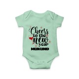Cheers to the New Year | Personalised Romper for Kids - MINT GREEN - New Born (Chest 14")