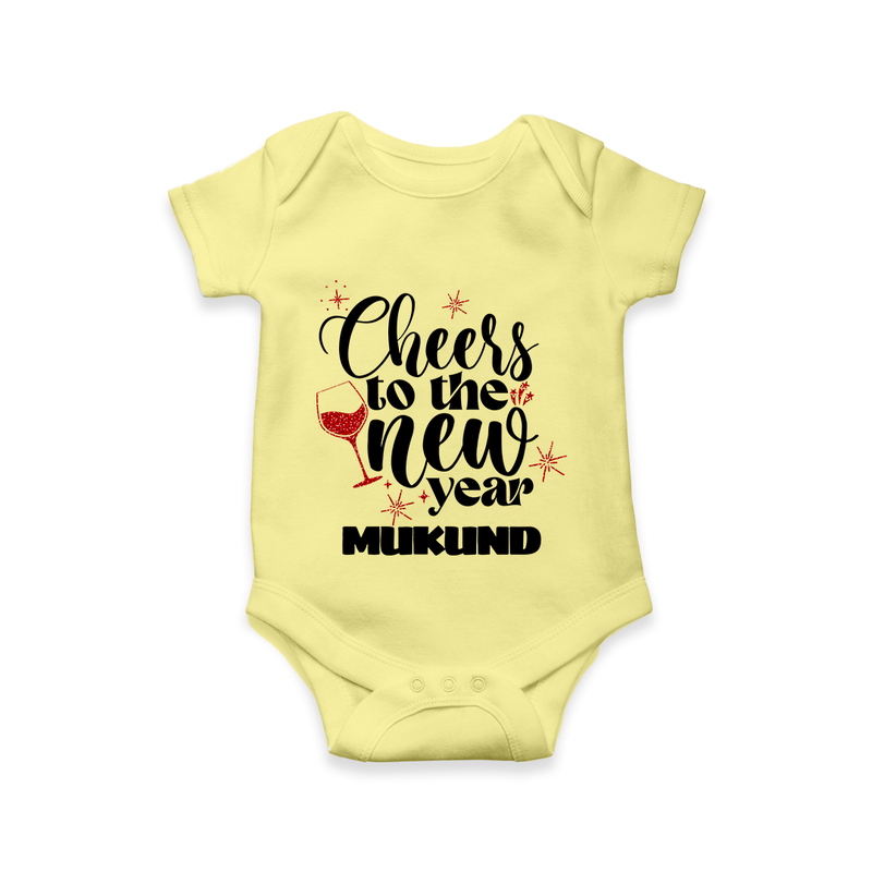 Cheers to the New Year | Personalised Romper for Kids - PASTEL YELLOW - New Born (Chest 14")