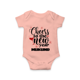 Cheers to the New Year | Personalised Romper for Kids - PEACH - New Born (Chest 14")