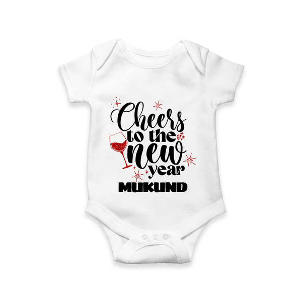 Cheers to the New Year | Personalised Romper for Kids - WHITE - New Born (Chest 14")