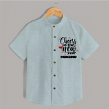 Cheers to the New Year | Personalised Shirt for Kids - ARCTIC BLUE - 0 - 6 Months Old (Chest 23")
