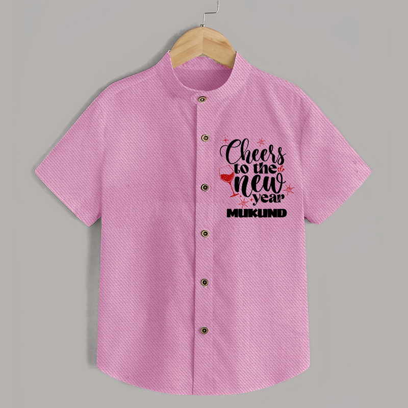 Cheers to the New Year | Personalised Shirt for Kids - BABY PINK - 0 - 6 Months Old (Chest 23")