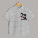 Cheers to the New Year | Personalised Shirt for Kids - GREY - 0 - 6 Months Old (Chest 23")