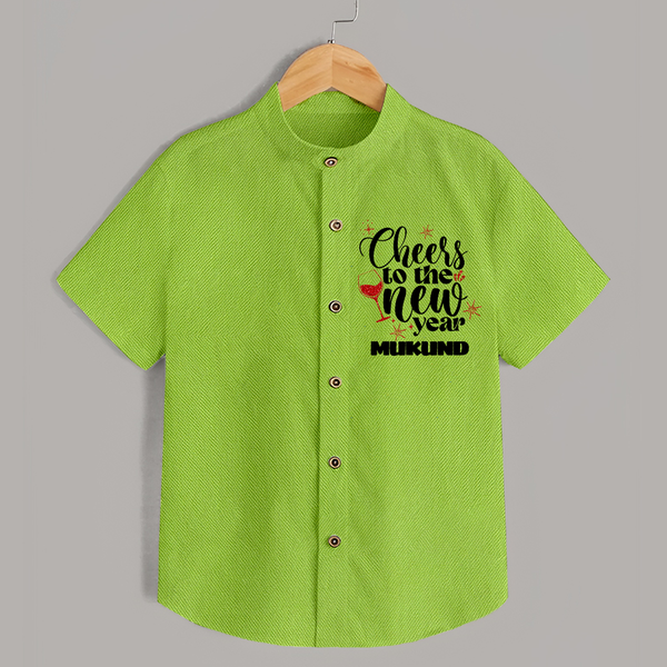 Cheers to the New Year | Personalised Shirt for Kids - LIME GREEN - 0 - 6 Months Old (Chest 23")
