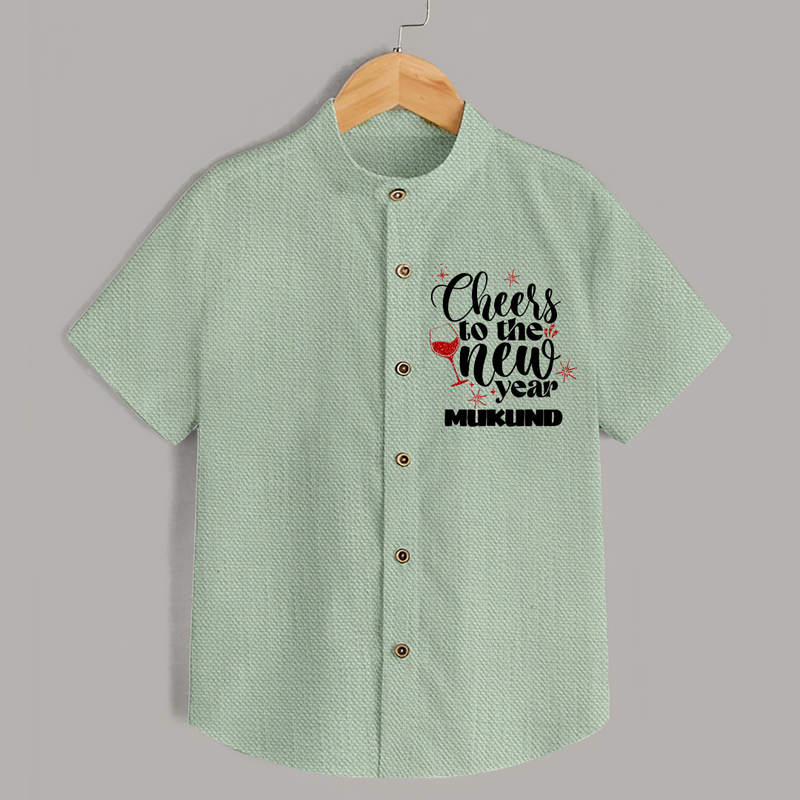 Cheers to the New Year | Personalised Shirt for Kids - MINT GREEN - 0 - 6 Months Old (Chest 23")