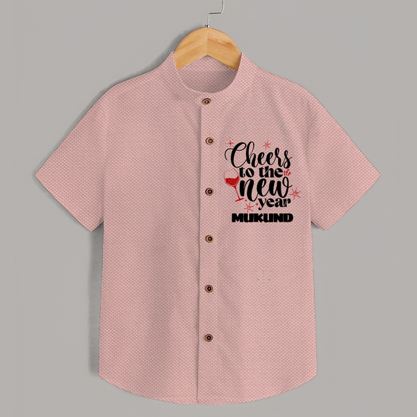 Cheers to the New Year | Personalised Shirt for Kids - PEACH - 0 - 6 Months Old (Chest 23")